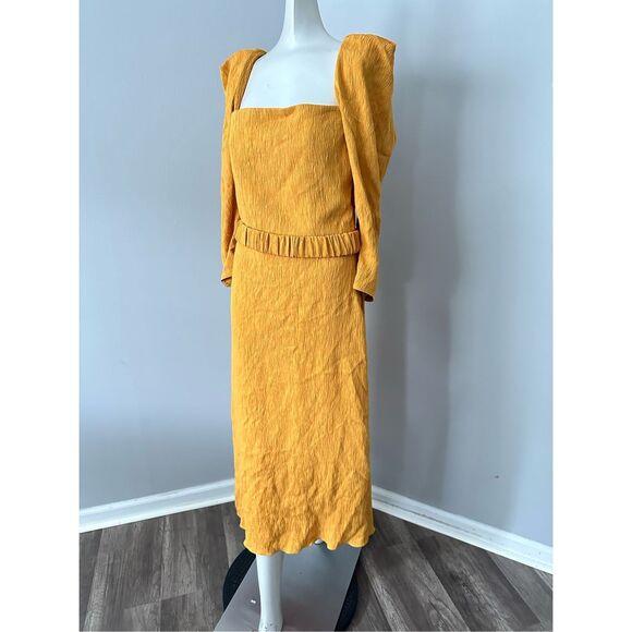 JOHANNA ORTIZ Lotus And Beetle Belted Textured Woven Midi Dress US 6 $1150 - Picture 4 of 11